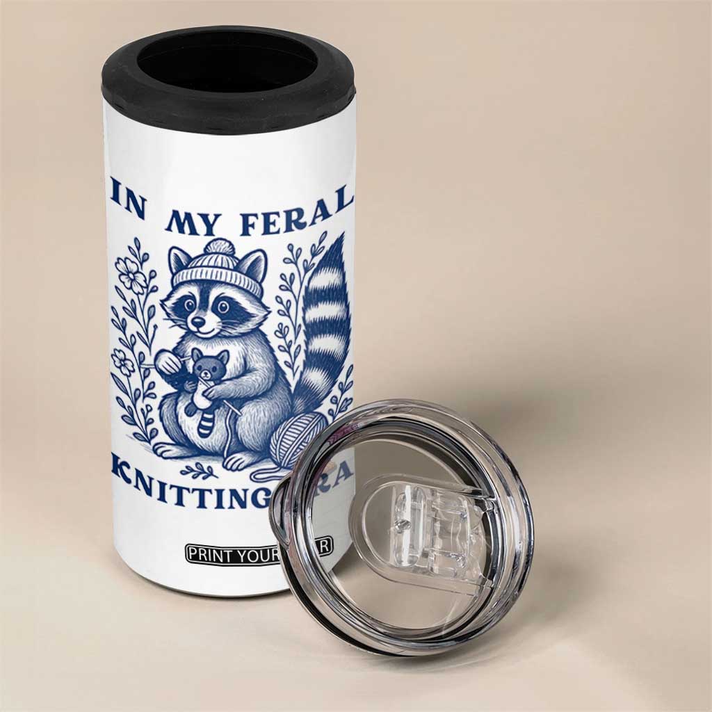 In My Feral Knitting Era 4 in 1 Can Cooler Tumbler Raccoon Yarn Lover TS12 Print Your Wear