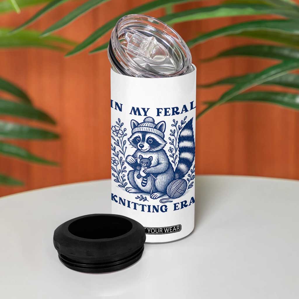 In My Feral Knitting Era 4 in 1 Can Cooler Tumbler Raccoon Yarn Lover TS12 Print Your Wear