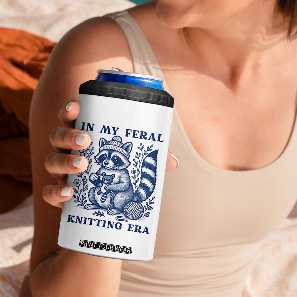 In My Feral Knitting Era 4 in 1 Can Cooler Tumbler Raccoon Yarn Lover TS12 Print Your Wear