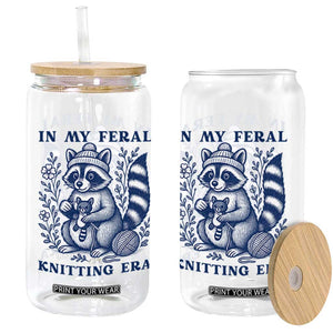 In My Feral Knitting Era Glass Can Raccoon Yarn Lover TS12 Print Your Wear