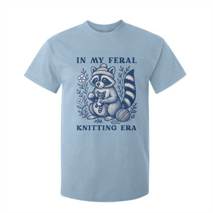 In My Feral Knitting Era T Shirt For Kid Raccoon Yarn Lover TS12 Light Blue Print Your Wear