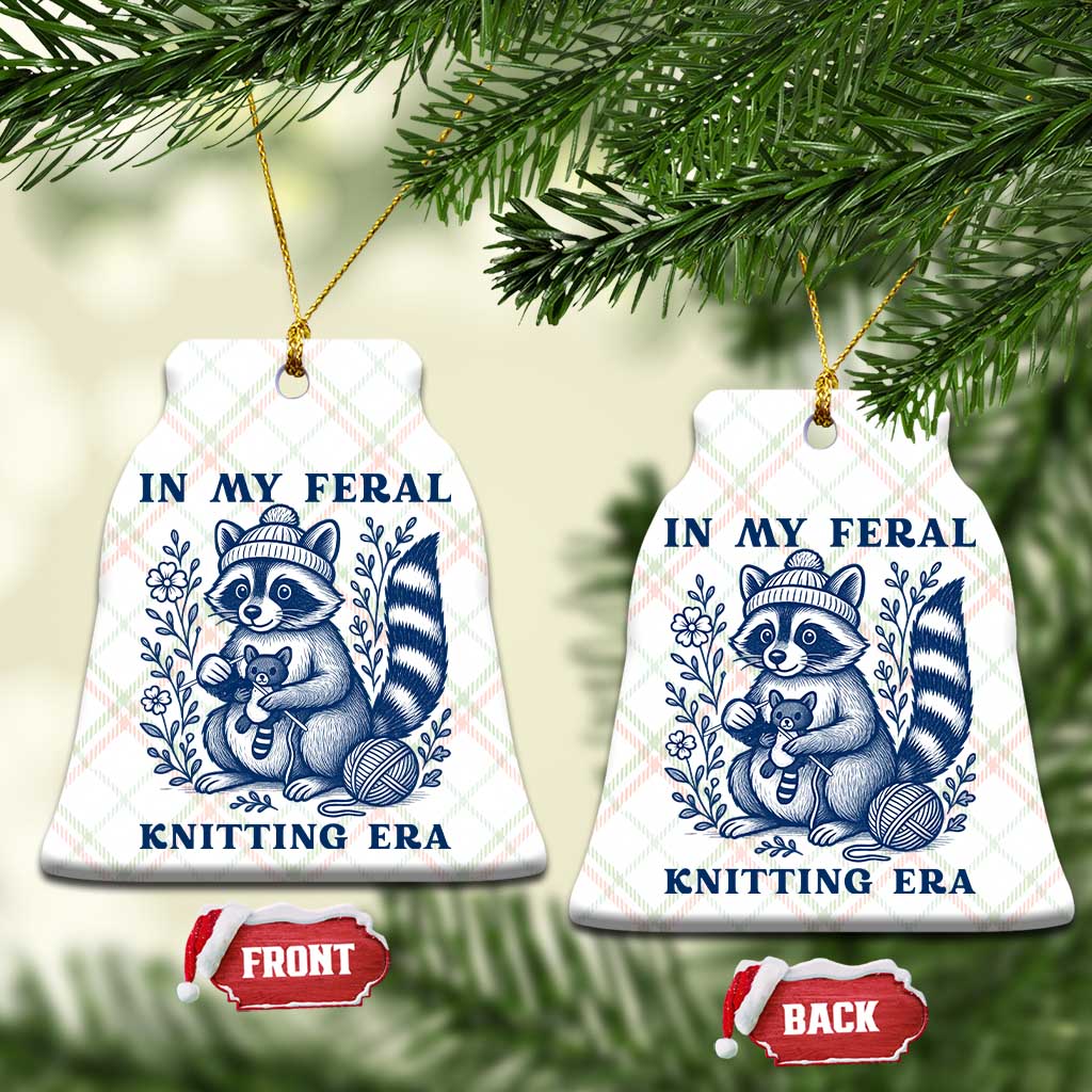 In My Feral Knitting Era Ceramic Ornament Raccoon Yarn Lover TS12 Print Your Wear