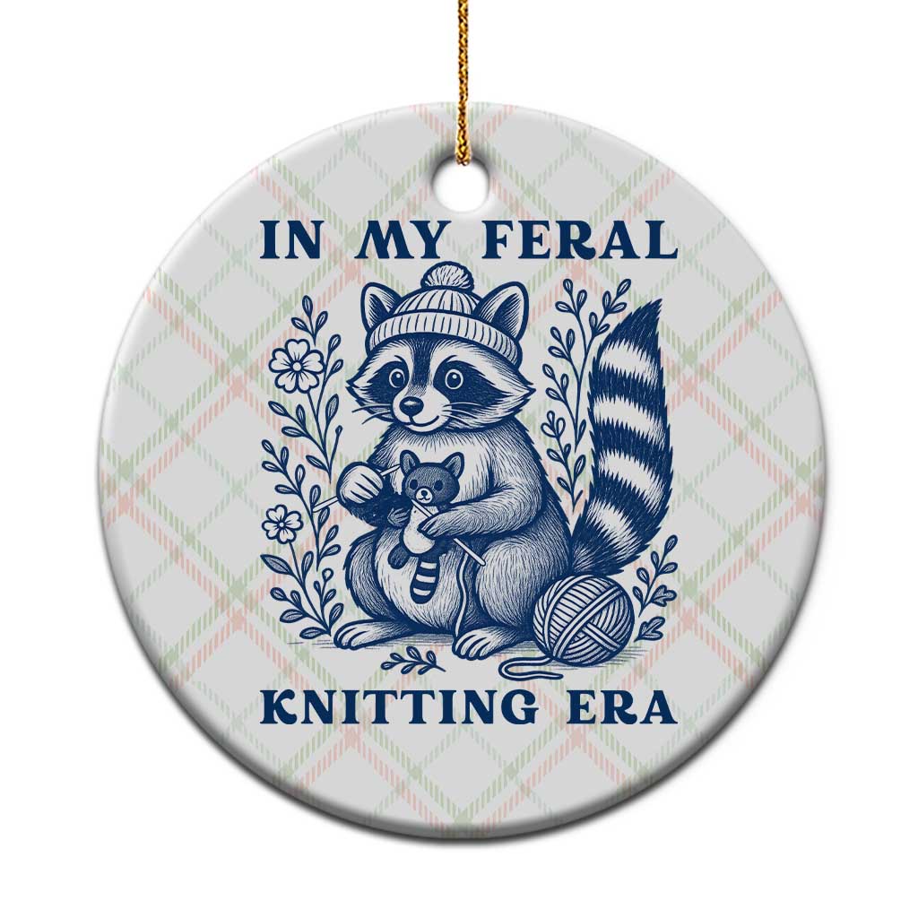In My Feral Knitting Era Ceramic Ornament Raccoon Yarn Lover TS12 1pc Christmas Plaid Print Your Wear