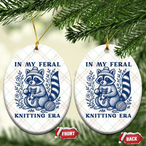 In My Feral Knitting Era Ceramic Ornament Raccoon Yarn Lover TS12 Print Your Wear