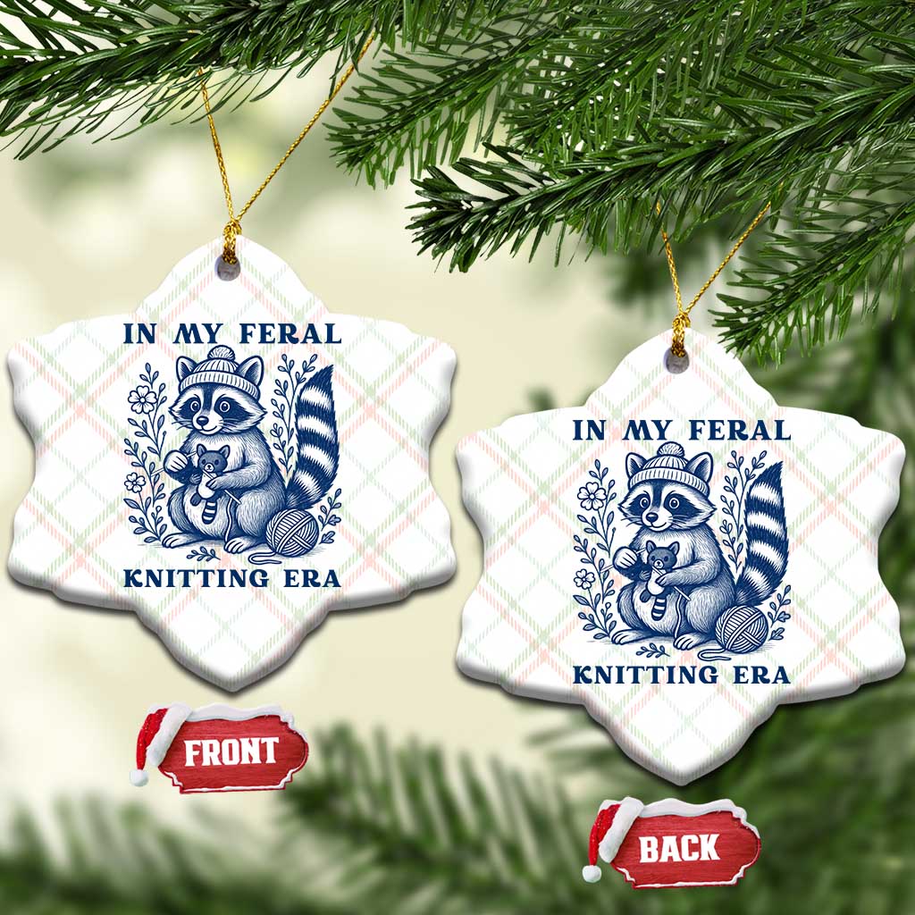 In My Feral Knitting Era Ceramic Ornament Raccoon Yarn Lover TS12 Print Your Wear