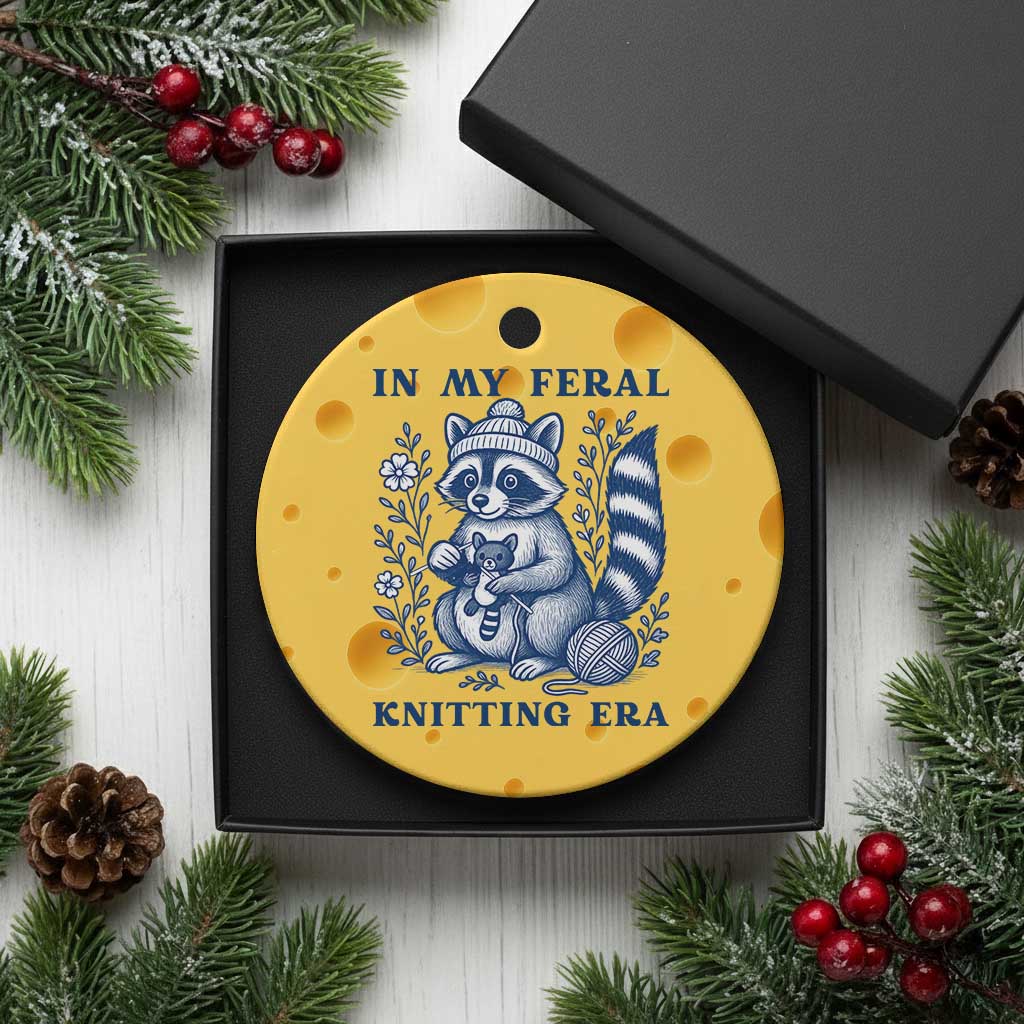 In My Feral Knitting Era Ceramic Ornament Raccoon Yarn Lover TS12 1pc Yellow Cheese Print Your Wear