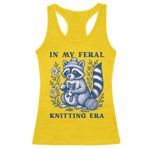 In My Feral Knitting Era Racerback Tank Top Raccoon Yarn Lover TS12 Daisy Print Your Wear