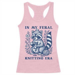 In My Feral Knitting Era Racerback Tank Top Raccoon Yarn Lover TS12 Light Pink Print Your Wear