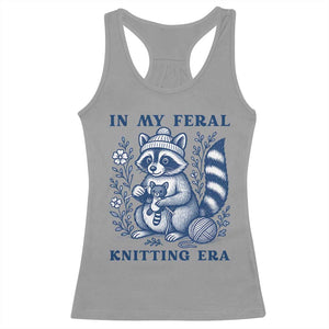 In My Feral Knitting Era Racerback Tank Top Raccoon Yarn Lover TS12 Sport Gray Print Your Wear