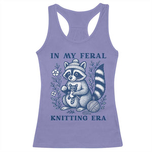 In My Feral Knitting Era Racerback Tank Top Raccoon Yarn Lover TS12 Violet Print Your Wear