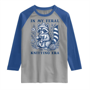 In My Feral Knitting Era Raglan Shirt Raccoon Yarn Lover TS12 Sport Gray Royal Print Your Wear