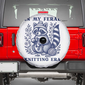 In My Feral Knitting Era Spare Tire Cover Raccoon Yarn Lover TS12 White Print Your Wear