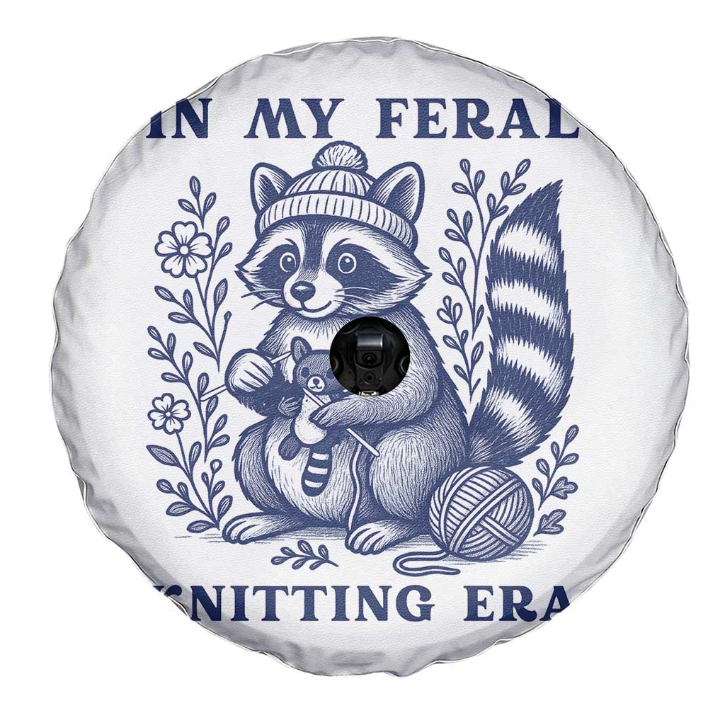 In My Feral Knitting Era Spare Tire Cover Raccoon Yarn Lover TS12 Print Your Wear