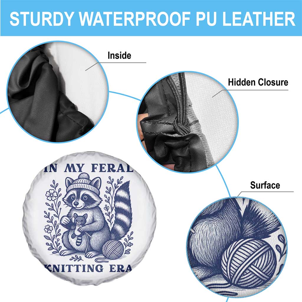 In My Feral Knitting Era Spare Tire Cover Raccoon Yarn Lover TS12 Print Your Wear