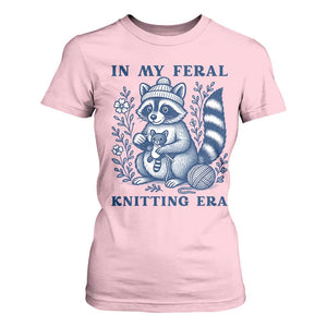 In My Feral Knitting Era T Shirt For Women Raccoon Yarn Lover TS12 Light Pink Print Your Wear
