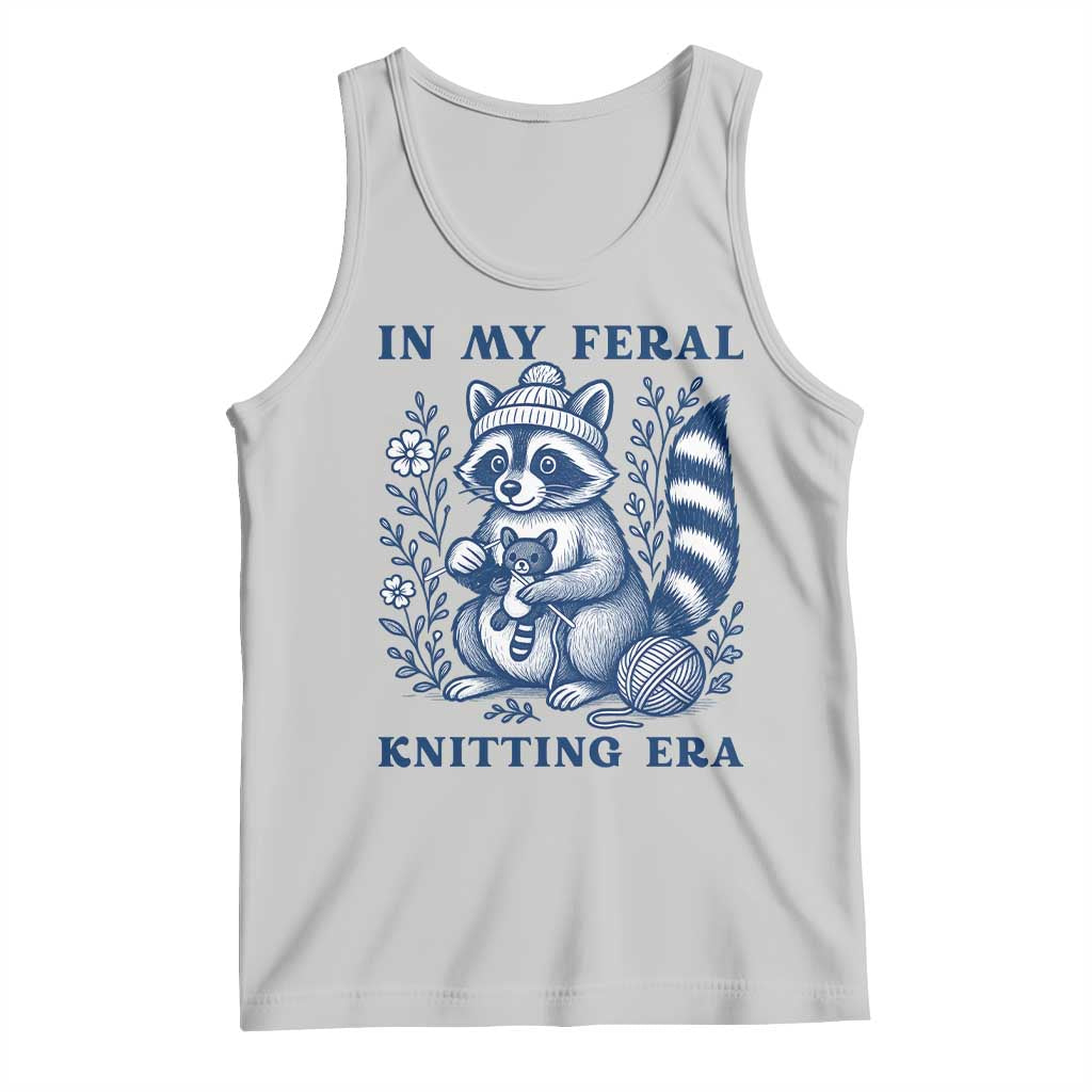 In My Feral Knitting Era Tank Top Raccoon Yarn Lover TS12 Ash Print Your Wear