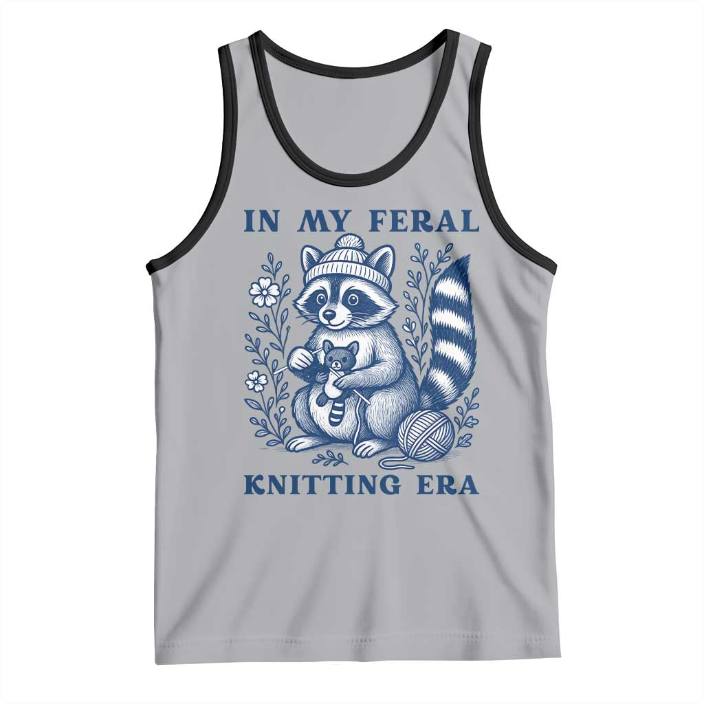 In My Feral Knitting Era Tank Top Raccoon Yarn Lover TS12 Athletic Heather Black Print Your Wear