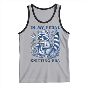 In My Feral Knitting Era Tank Top Raccoon Yarn Lover TS12 Athletic Heather Black Print Your Wear