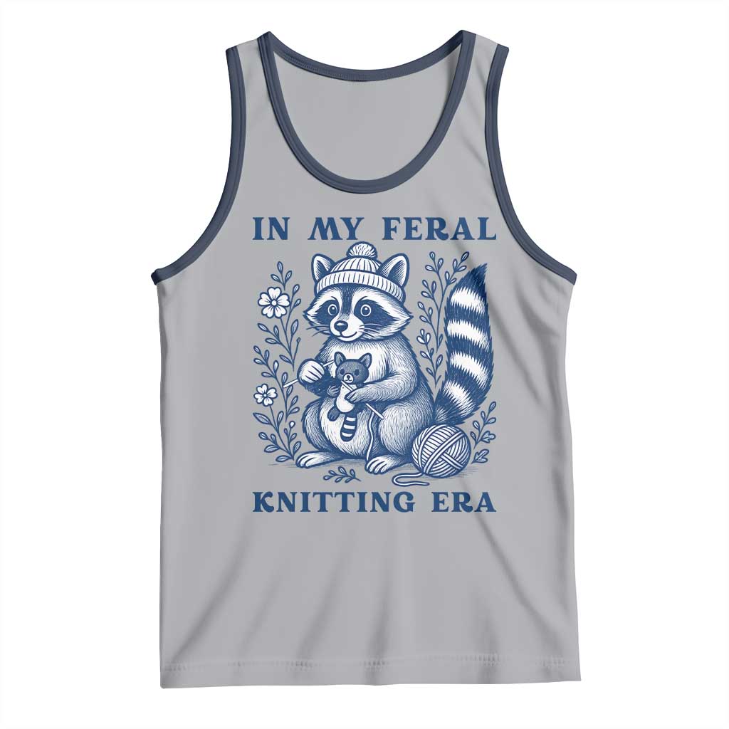 In My Feral Knitting Era Tank Top Raccoon Yarn Lover TS12 Athletic Heather Navy Print Your Wear