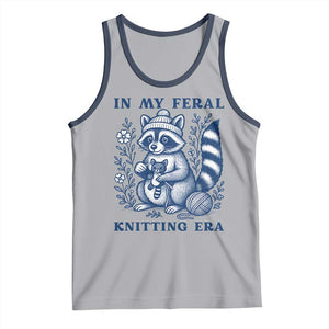 In My Feral Knitting Era Tank Top Raccoon Yarn Lover TS12 Athletic Heather Navy Print Your Wear