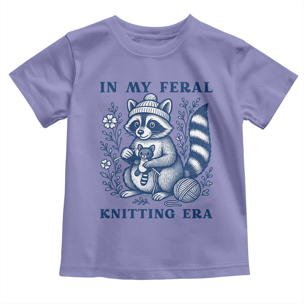 In My Feral Knitting Era Toddler T Shirt Raccoon Yarn Lover TS12 Violet Print Your Wear