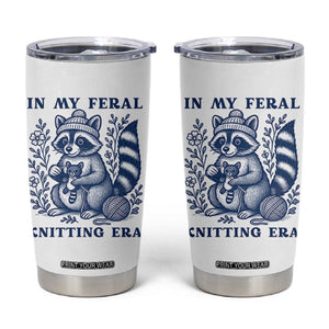 In My Feral Knitting Era Tumbler Cup Raccoon Yarn Lover TS12 White Print Your Wear