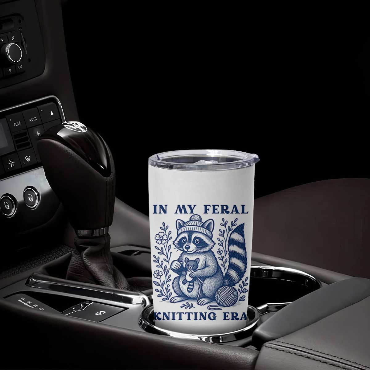 In My Feral Knitting Era Tumbler Cup Raccoon Yarn Lover TS12 Print Your Wear