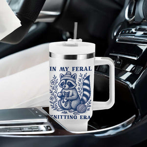 In My Feral Knitting Era Tumbler With Handle Raccoon Yarn Lover TS12 Print Your Wear