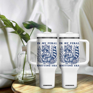In My Feral Knitting Era Tumbler With Handle Raccoon Yarn Lover TS12 Print Your Wear