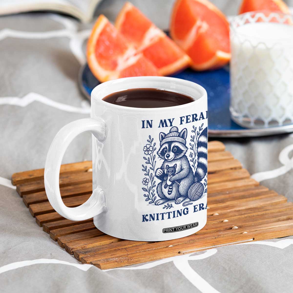 In My Feral Knitting Era Coffee Mug Raccoon Yarn Lover TS12 Print Your Wear