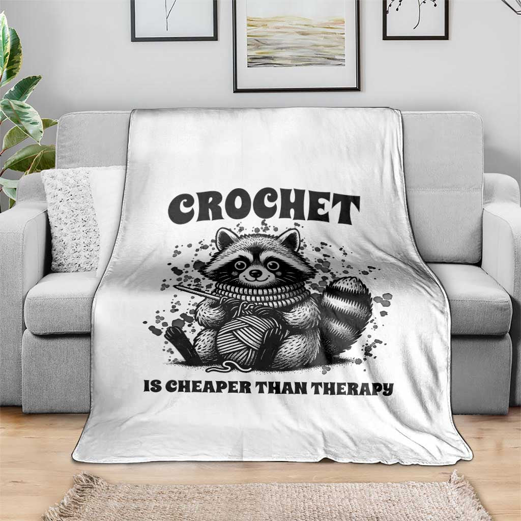 Crocheting Is Cheaper Than Therapy Throw Blanket Raccoon Yarn Lover TS12 Print Your Wear