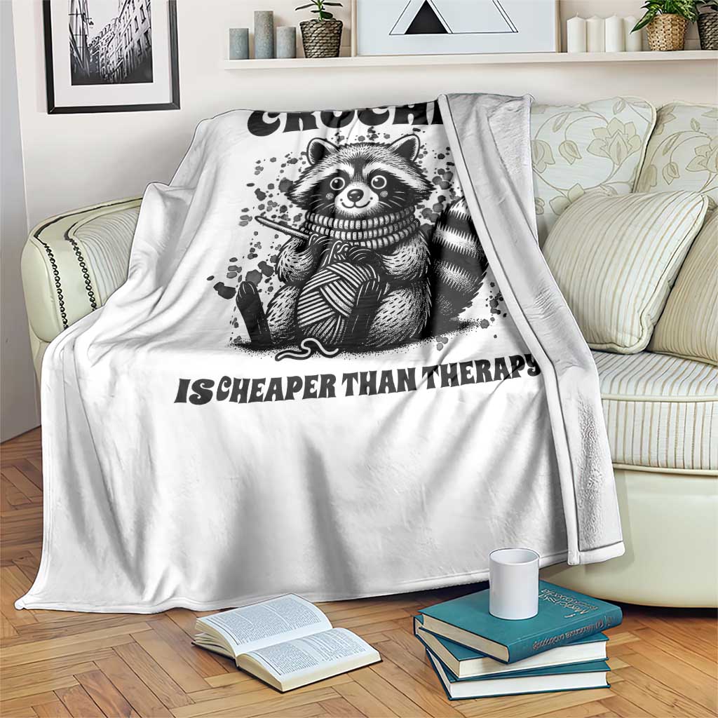 Crocheting Is Cheaper Than Therapy Throw Blanket Raccoon Yarn Lover TS12 Print Your Wear
