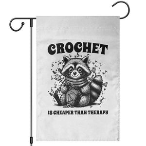 Crocheting Is Cheaper Than Therapy Garden Flag Raccoon Yarn Lover TS12 White Print Your Wear