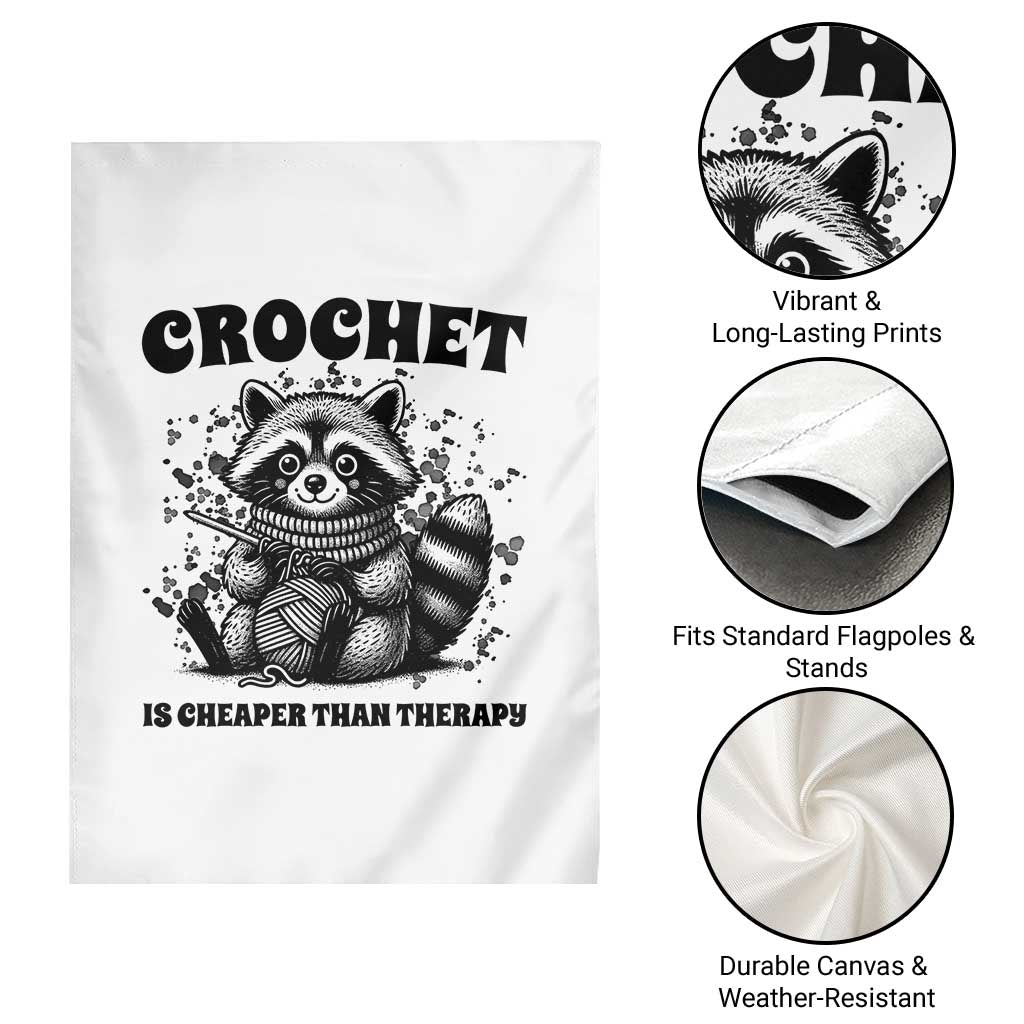 Crocheting Is Cheaper Than Therapy Garden Flag Raccoon Yarn Lover TS12 Print Your Wear