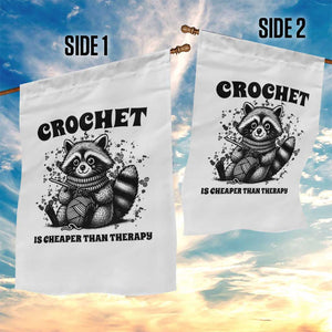 Crocheting Is Cheaper Than Therapy Garden Flag Raccoon Yarn Lover TS12 Print Your Wear