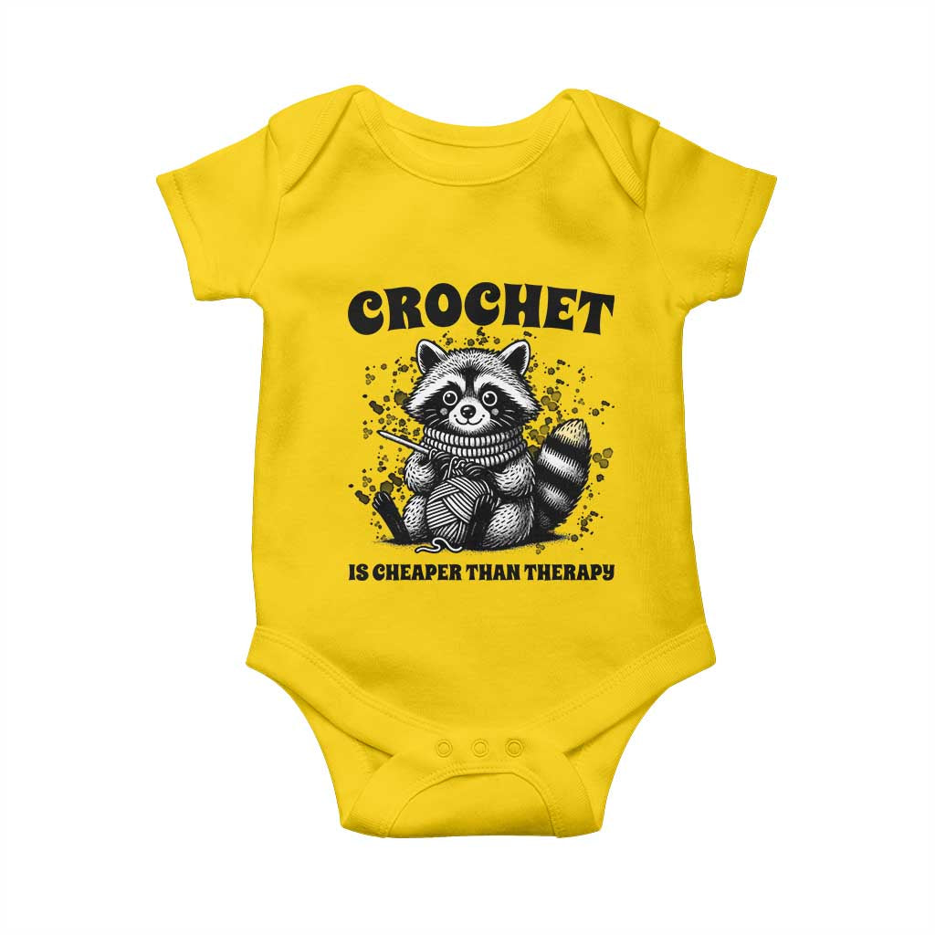 Crocheting Is Cheaper Than Therapy Baby Onesie Raccoon Yarn Lover TS12 Daisy Print Your Wear
