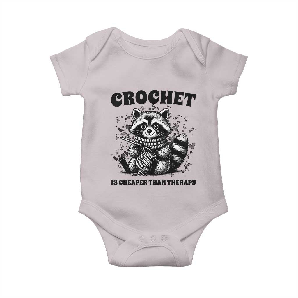 Crocheting Is Cheaper Than Therapy Baby Onesie Raccoon Yarn Lover TS12 Ice Gray Print Your Wear