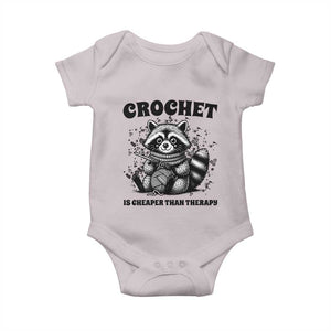 Crocheting Is Cheaper Than Therapy Baby Onesie Raccoon Yarn Lover TS12 Ice Gray Print Your Wear