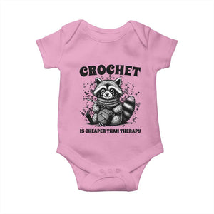 Crocheting Is Cheaper Than Therapy Baby Onesie Raccoon Yarn Lover TS12 Light Pink Print Your Wear