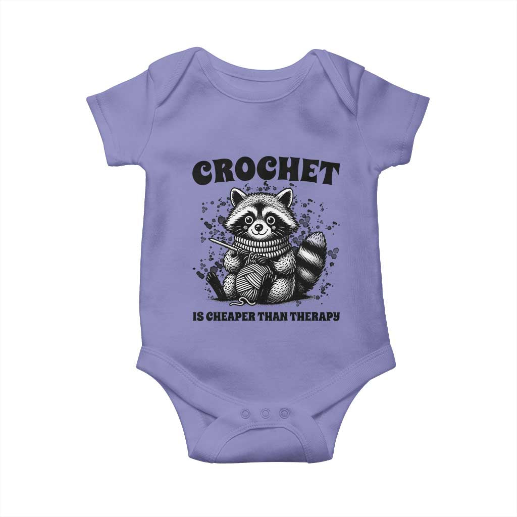 Crocheting Is Cheaper Than Therapy Baby Onesie Raccoon Yarn Lover TS12 Violet Print Your Wear