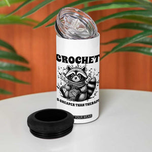 Crocheting Is Cheaper Than Therapy 4 in 1 Can Cooler Tumbler Raccoon Yarn Lover TS12 Print Your Wear