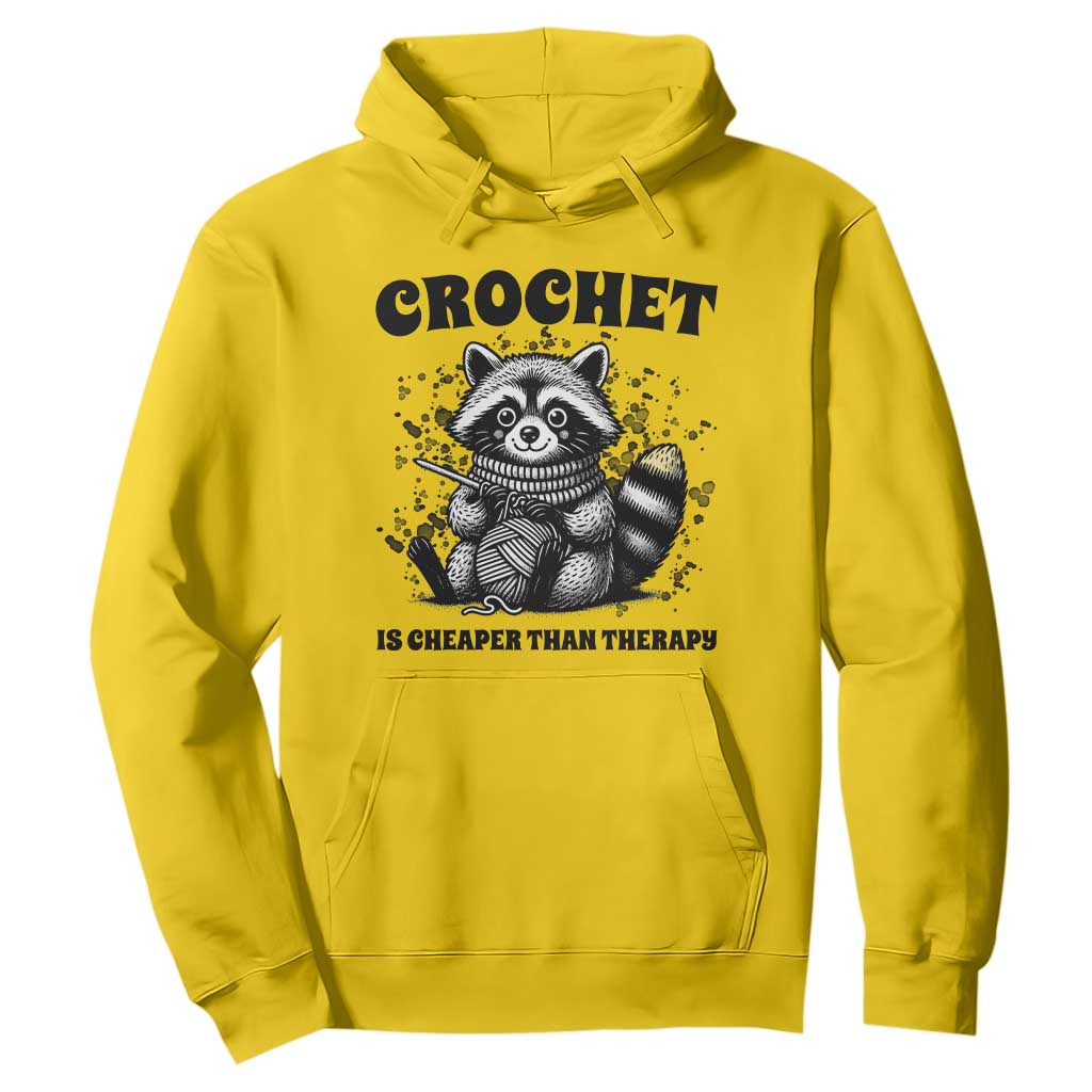 Crocheting Is Cheaper Than Therapy Hoodie Raccoon Yarn Lover TS12 Daisy Print Your Wear