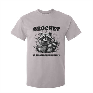 Crocheting Is Cheaper Than Therapy T Shirt For Kid Raccoon Yarn Lover TS12 Ice Gray Print Your Wear