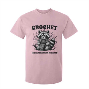 Crocheting Is Cheaper Than Therapy T Shirt For Kid Raccoon Yarn Lover TS12 Light Pink Print Your Wear