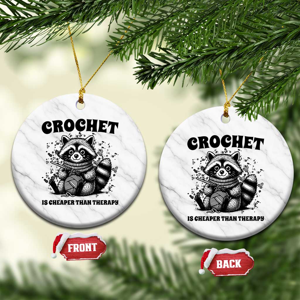 Crocheting Is My Therapy Ceramic Ornament Raccoon Yarn Lover TS12 1pc White Marble Print Your Wear