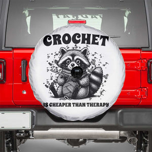 Crocheting Is Cheaper Than Therapy Spare Tire Cover Raccoon Yarn Lover TS12 White Print Your Wear