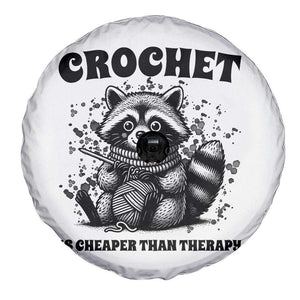 Crocheting Is Cheaper Than Therapy Spare Tire Cover Raccoon Yarn Lover TS12 Print Your Wear