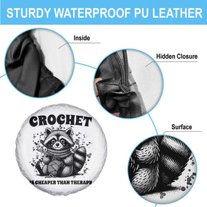 Crocheting Is Cheaper Than Therapy Spare Tire Cover Raccoon Yarn Lover TS12 Print Your Wear