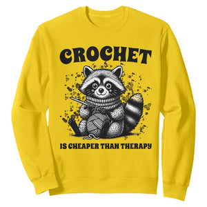 Crocheting Is Cheaper Than Therapy Sweatshirt Raccoon Yarn Lover TS12 Daisy Print Your Wear