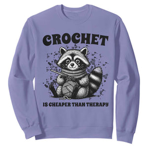 Crocheting Is Cheaper Than Therapy Sweatshirt Raccoon Yarn Lover TS12 Violet Print Your Wear